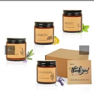 4 Pack Winter Fall Scented Candles Set Stress Relief Holiday Gift 4 oz
